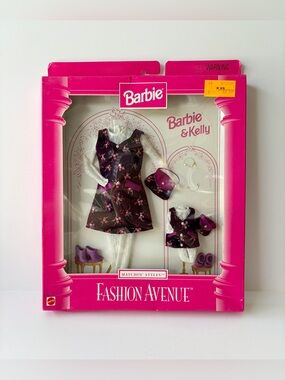 NIB Barbie & Kelly Fashion Avenue Matchin' Styles Purple Outfits